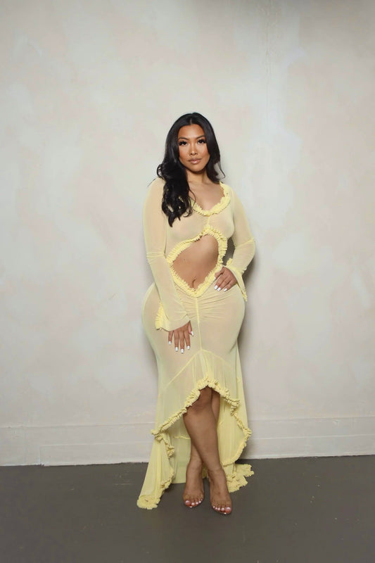 Lemon Drop (Mesh) Maxi Dress