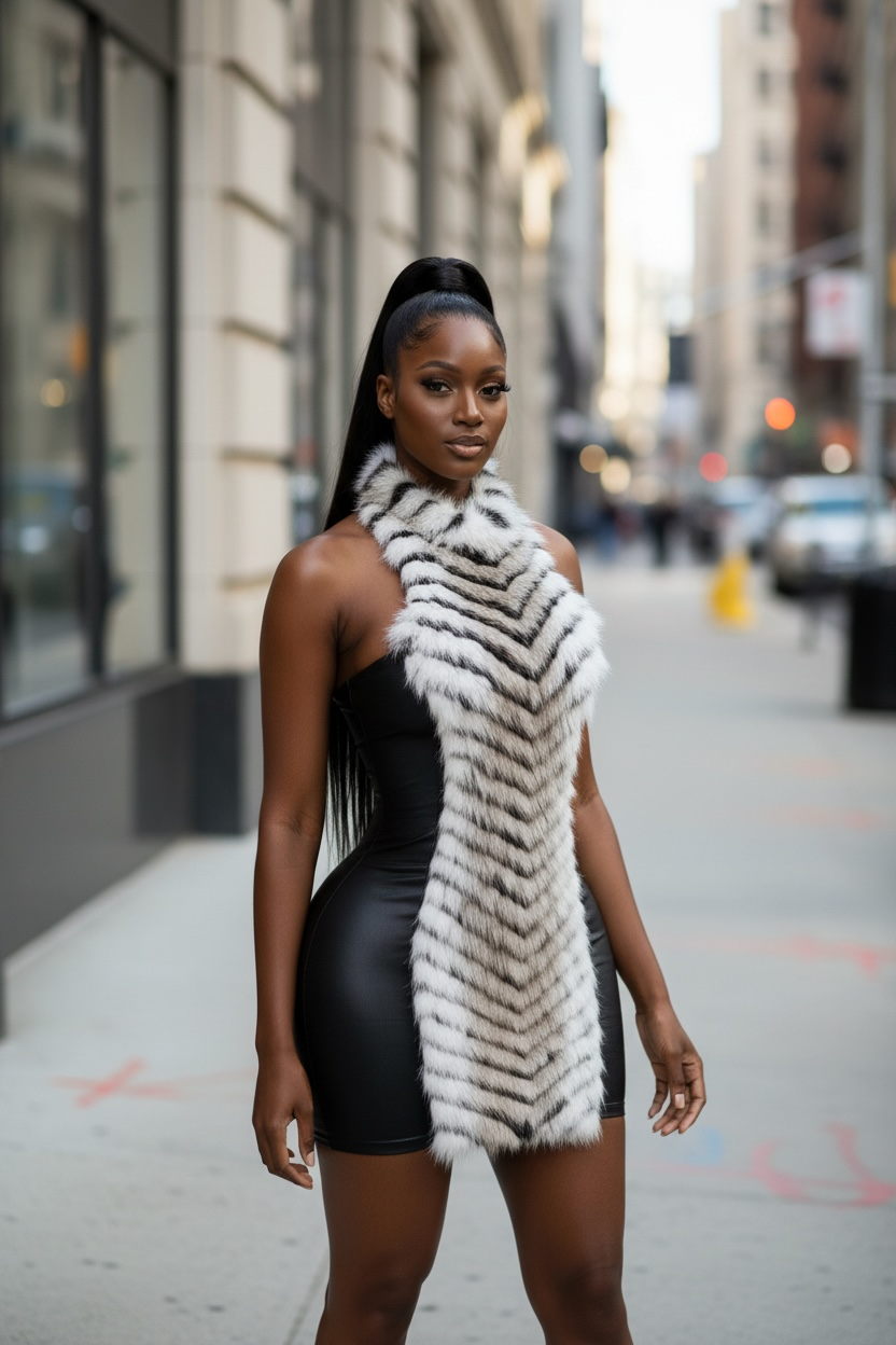 Catalina Fur Mini Dress