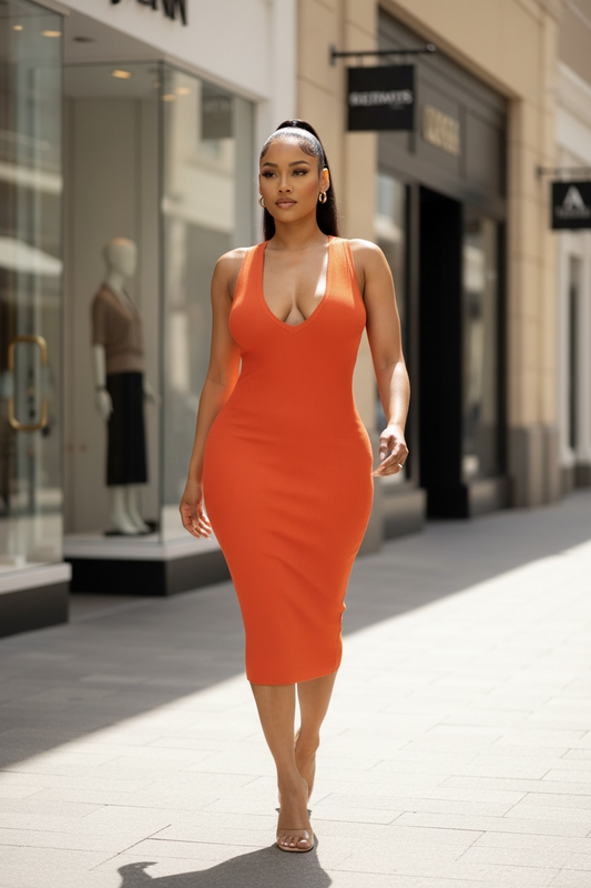 Rust (Soft Knit) Midi Dress