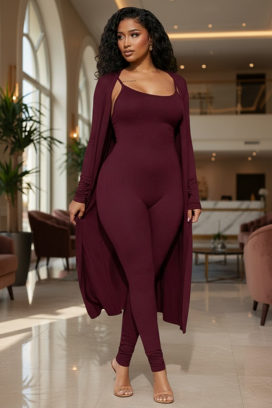 Wine Liora Duster Set